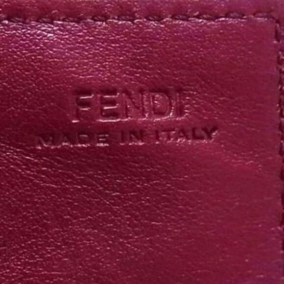 Fendi (Authentic) Gray Leather FF Baguette Long Fold-over Wallet w/ Pink Trim - Picture 9 of 12
